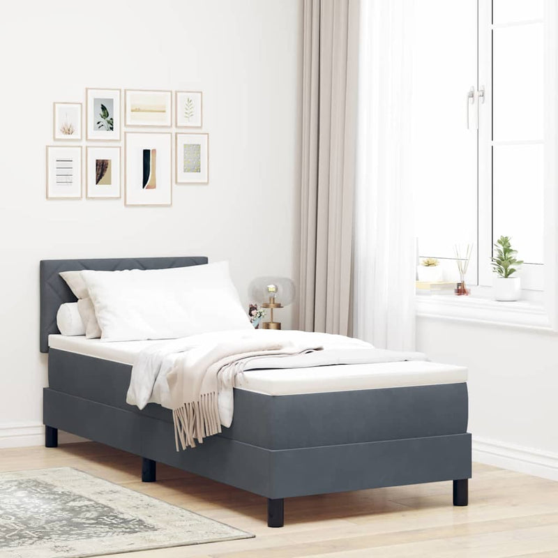 Pat cu arc LED cu headboard Gri închis 80 x 200 cm Catifea