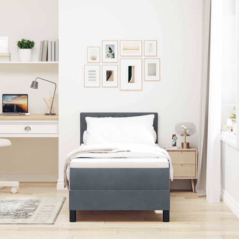 Pat cu arc LED cu headboard Gri închis 80 x 200 cm Catifea