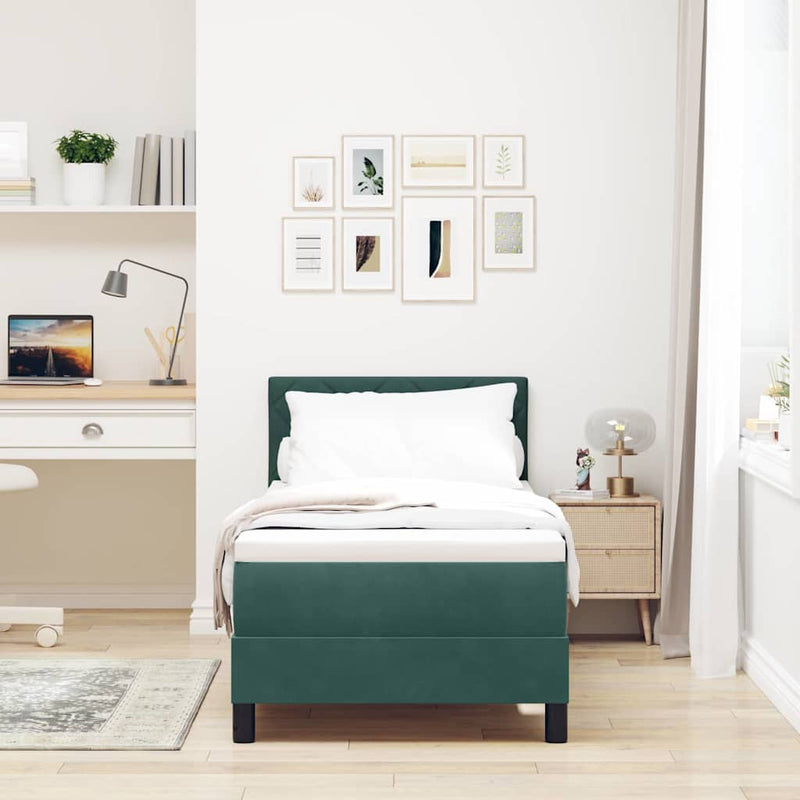 Pat cu arc LED cu headboard Verde închis 80 x 200 cm Catifea