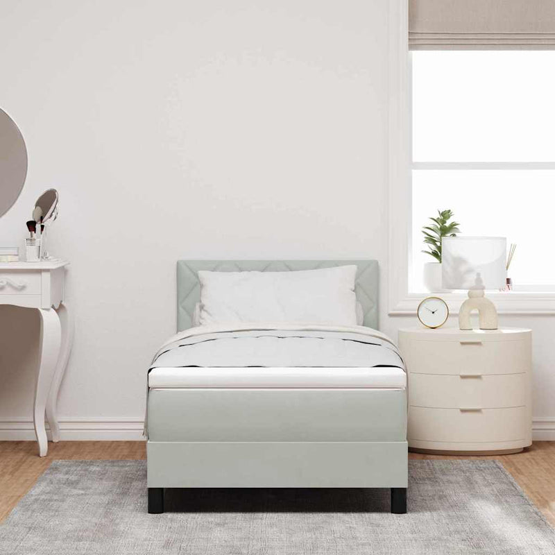 Pat cu arc LED cu headboard Gri deschis 100 x 200 cm Catifea