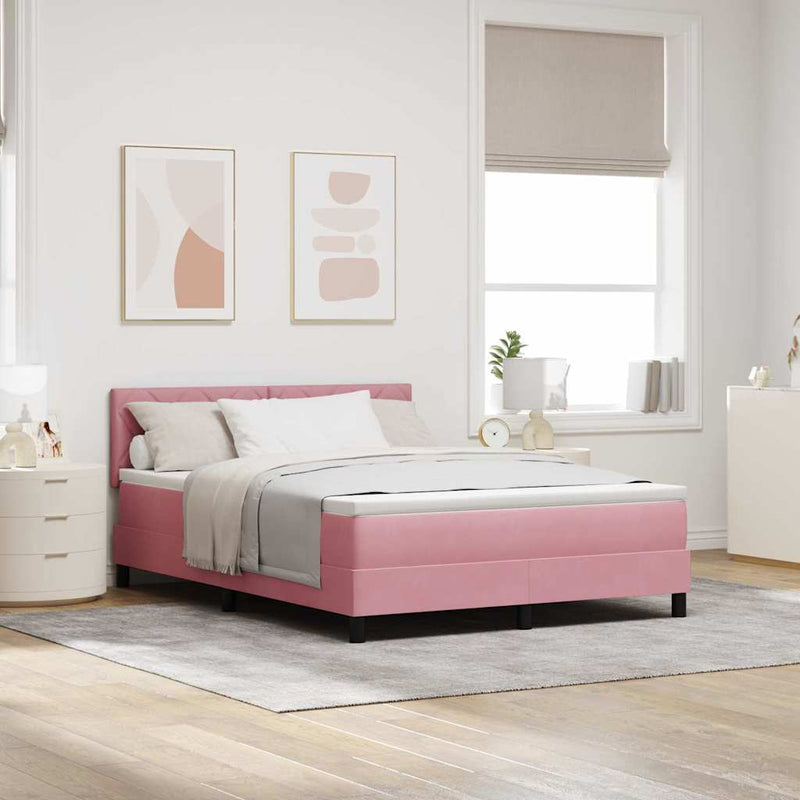 Pat cu arc LED cu headboard Roz 160 x 200 cm Catifea