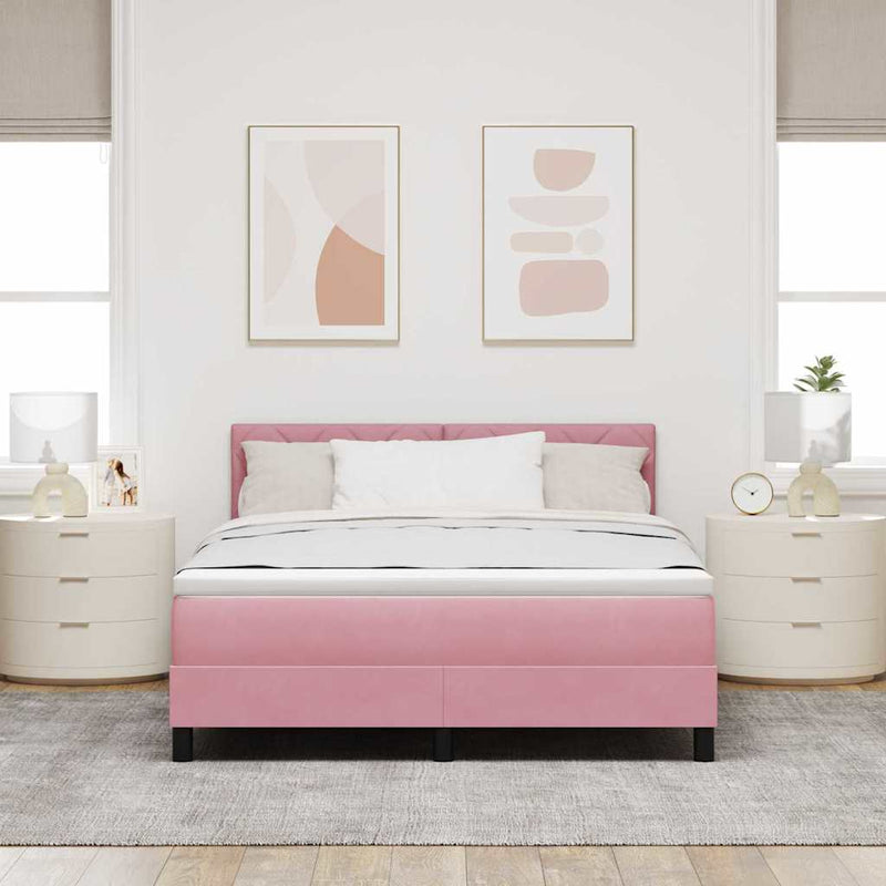 Pat cu arc LED cu headboard Roz 160 x 200 cm Catifea