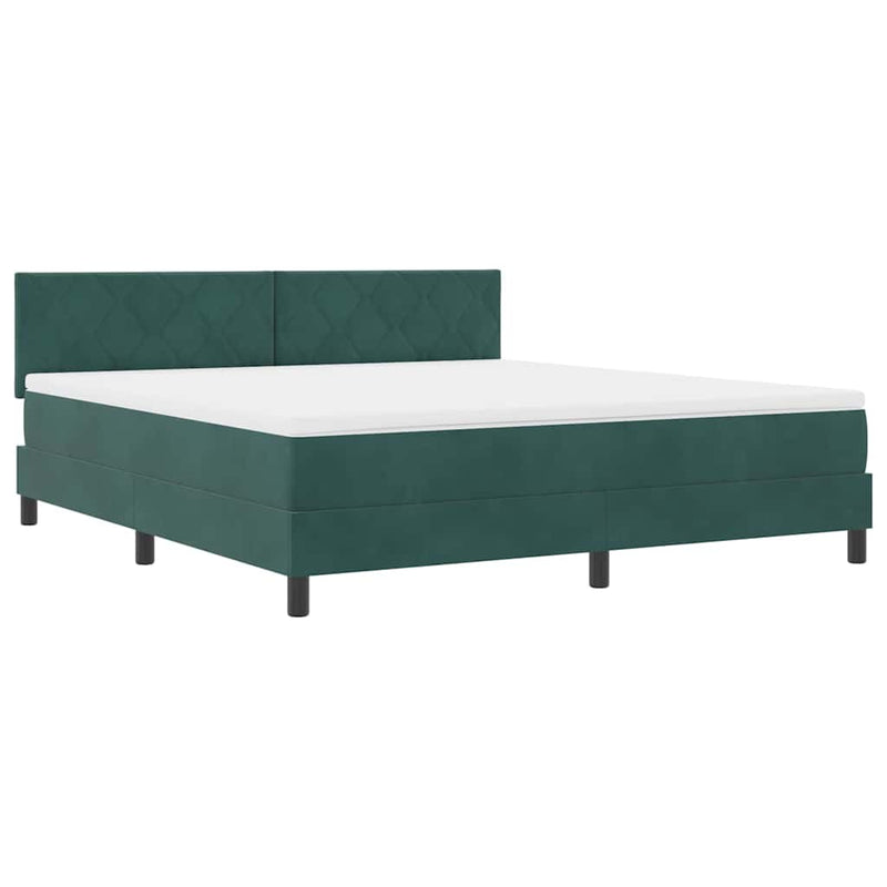 Pat cu arc LED cu headboard Verde închis 180 x 200 cm Catifea