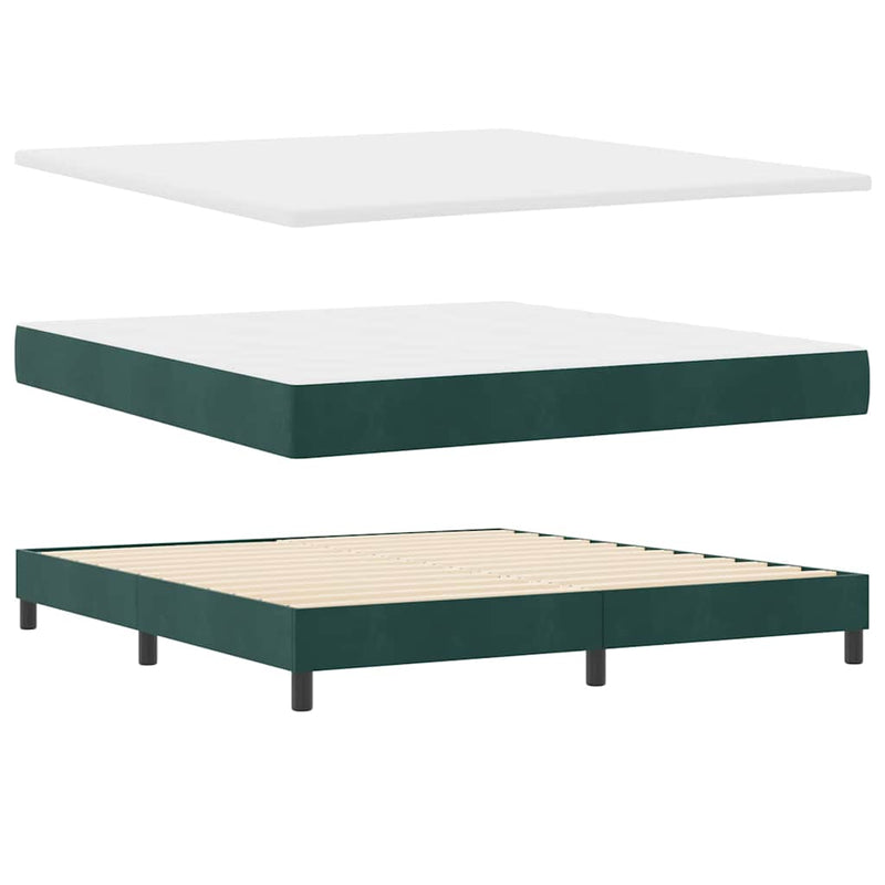 Pat cu arc LED cu headboard Verde închis 180 x 200 cm Catifea