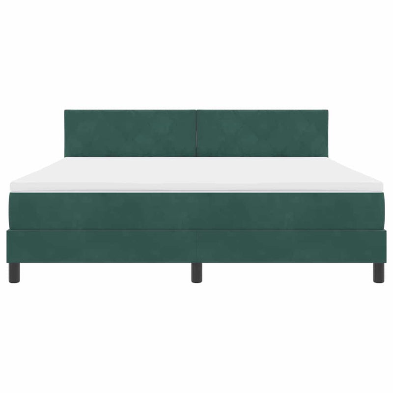Pat cu arc LED cu headboard Verde închis 180 x 200 cm Catifea