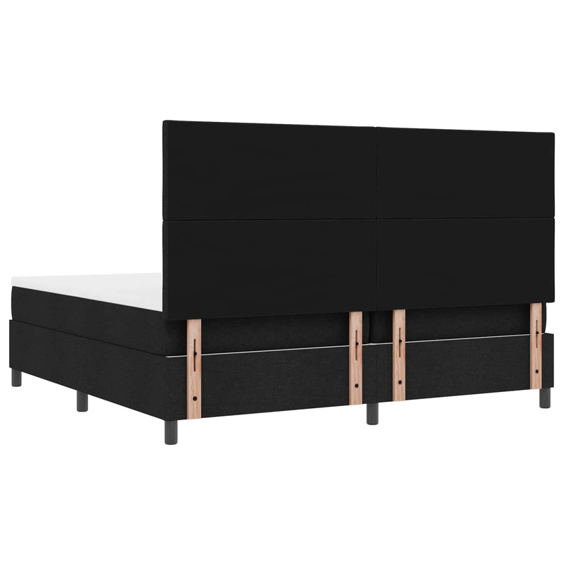 Pat cu arcuri cu saltea cu led Negru 200 x 200 cm țesătură