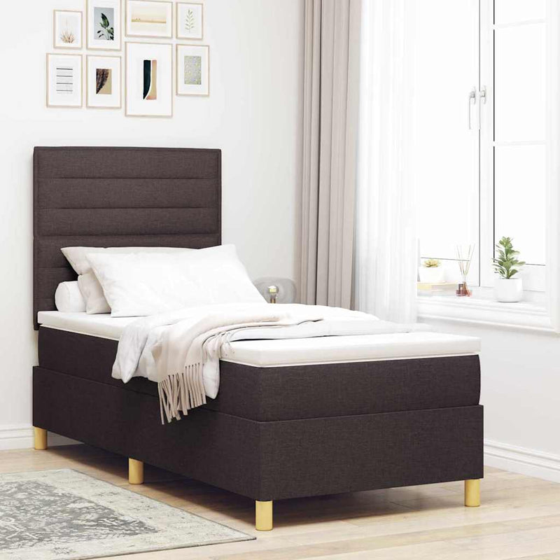 Pat cu arc LED cu headboard Maro închis 100 x 200 cm țesătură