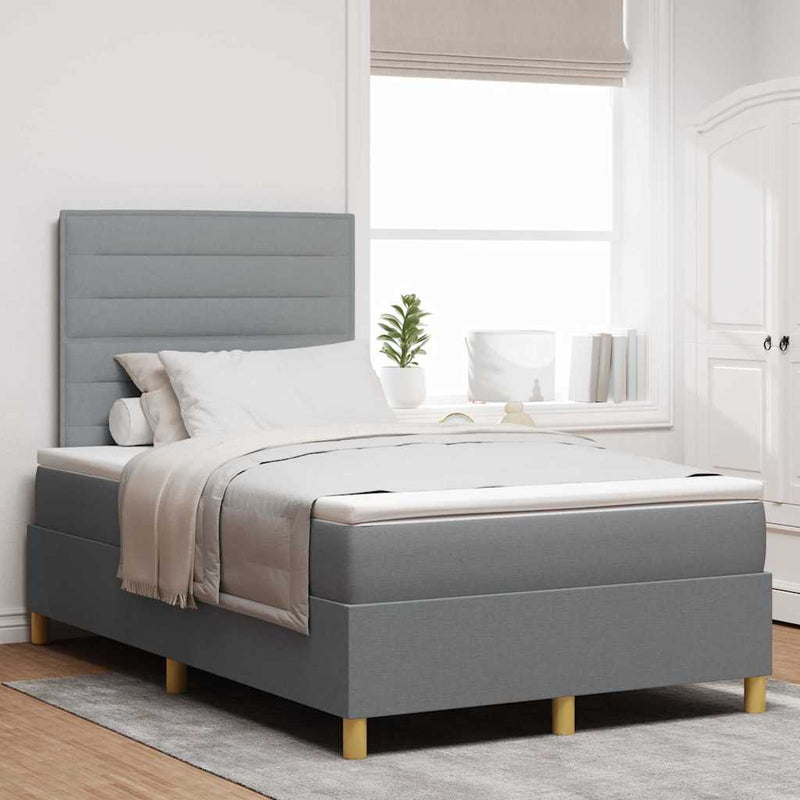 Pat cu arc LED cu headboard Gri deschis 120 x 190 cm țesătură