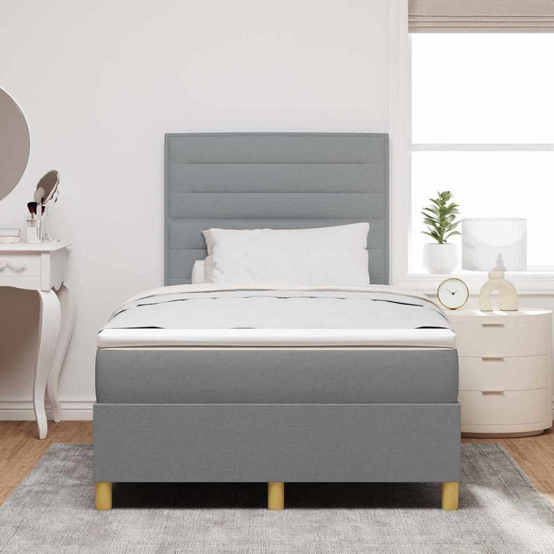 Pat cu arc LED cu headboard Gri deschis 120 x 190 cm țesătură