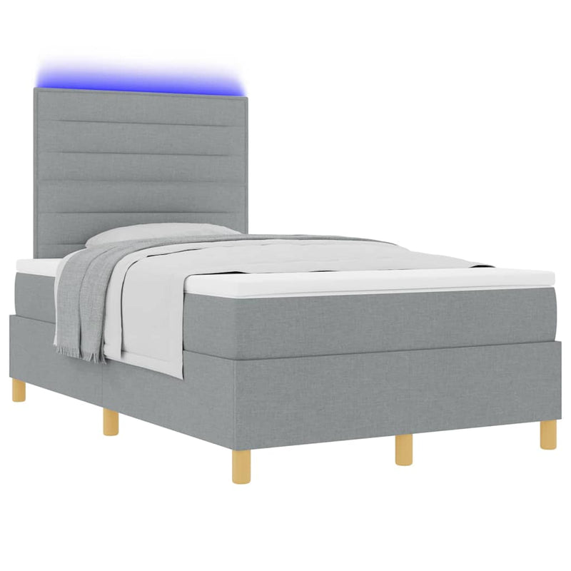 Pat cu arc LED cu headboard Gri deschis 120 x 190 cm țesătură