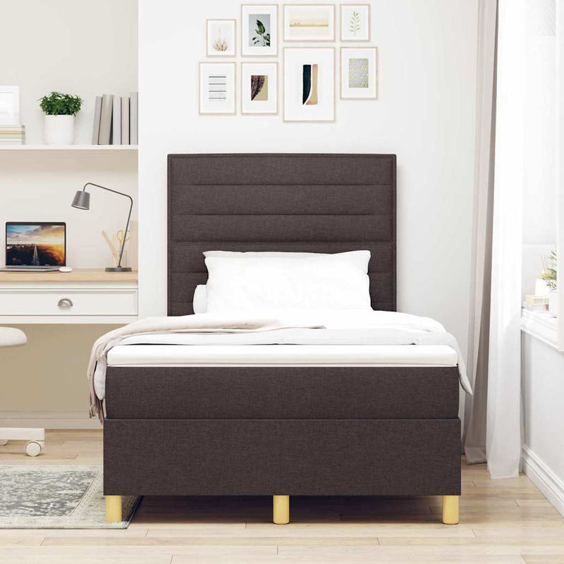 Pat cu arc LED cu headboard Maro închis 120 x 190 cm țesătură