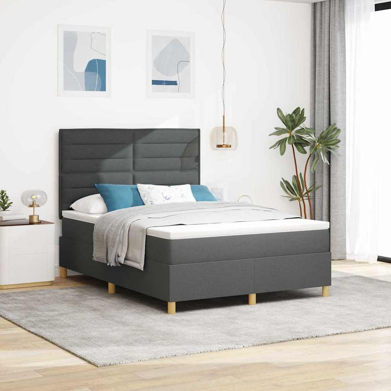 Pat cu arc LED cu headboard Gri închis 160 x 200 cm țesătură