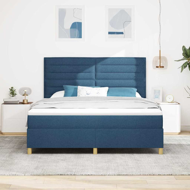 Pat cu arc LED cu headboard albastru 180 x 200 cm țesătură