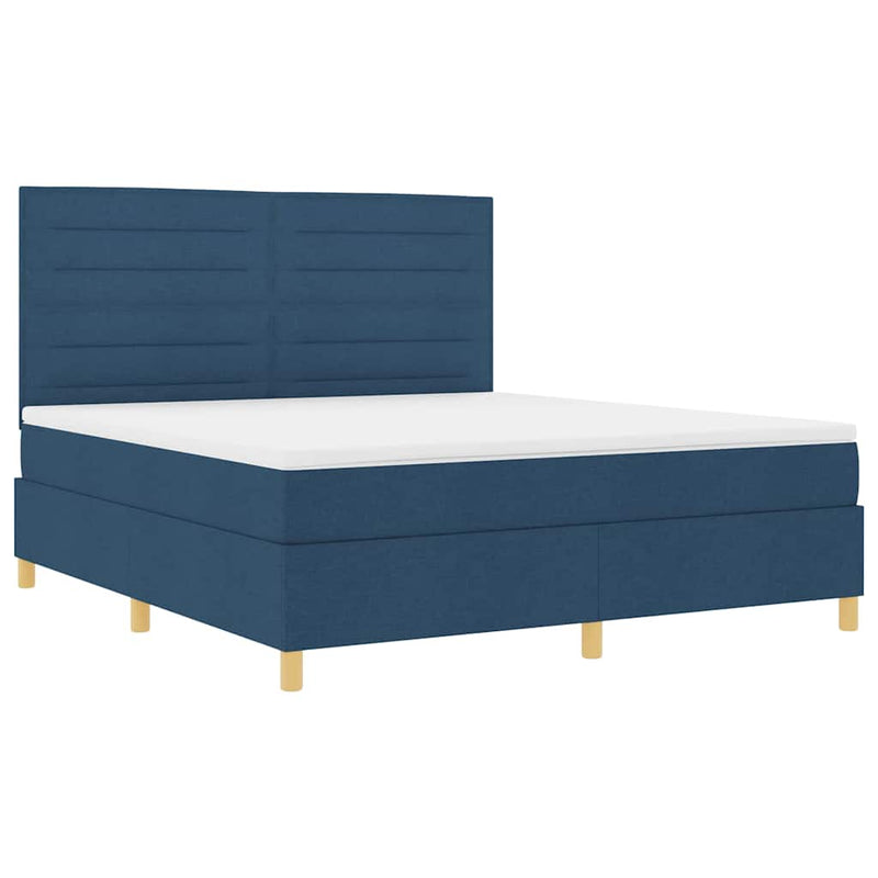Pat cu arc LED cu headboard albastru 180 x 200 cm țesătură