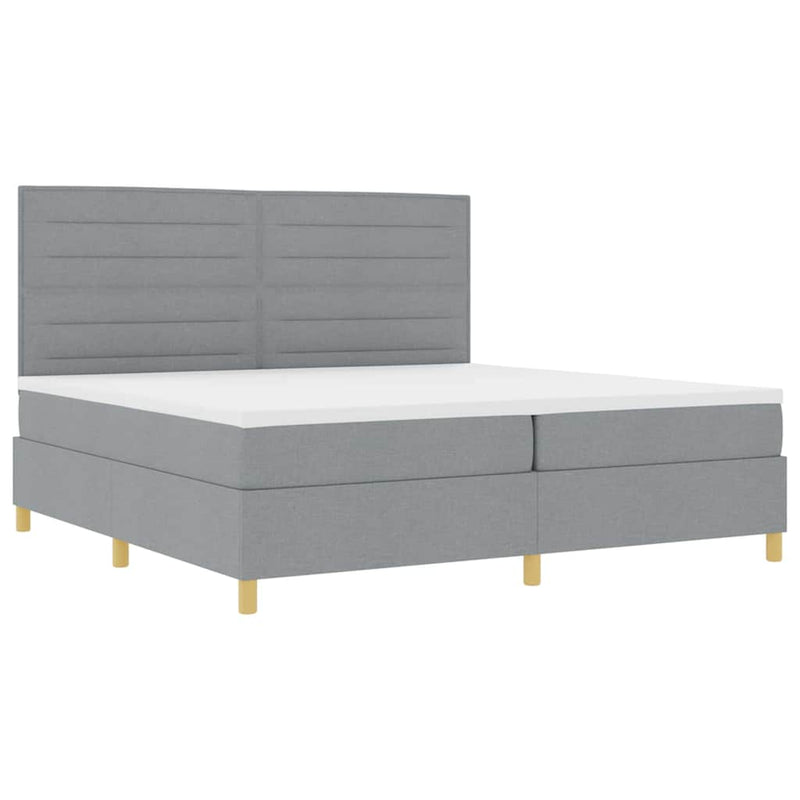 Pat cu arc LED cu headboard Gri deschis 200 x 200 cm țesătură