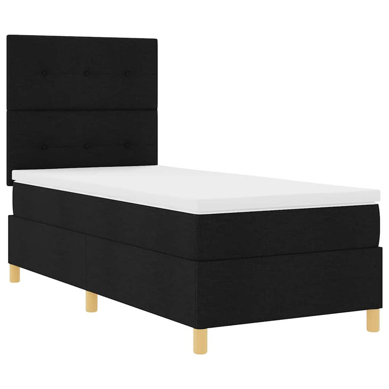 Pat cu arc LED cu headboard Negru 90 x 200 cm țesătură