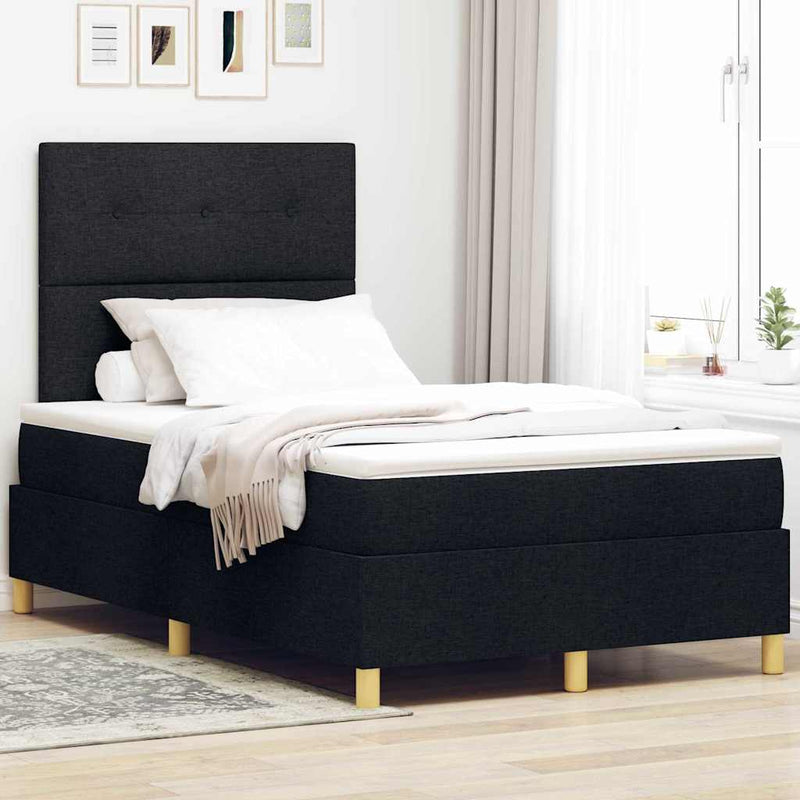 Pat cu arc LED cu headboard Negru 120 x 190 cm țesătură