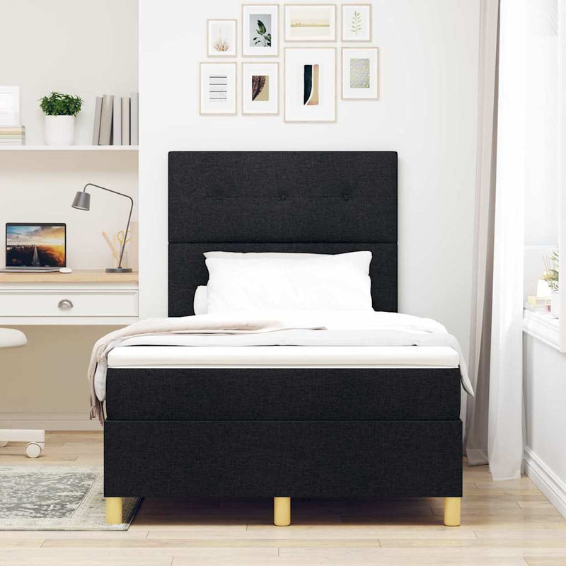 Pat cu arc LED cu headboard Negru 120 x 190 cm țesătură