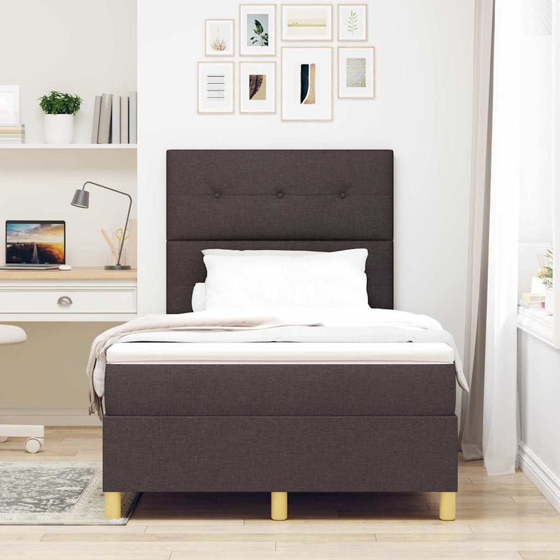 Pat cu arc LED cu headboard Maro închis 120 x 190 cm țesătură