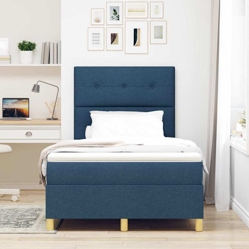 Pat cu arc LED cu headboard albastru 120 x 190 cm țesătură