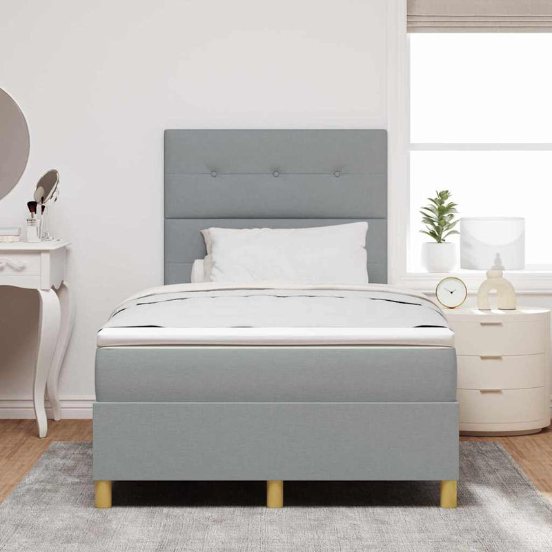 Pat cu arc LED cu headboard Gri deschis 120 x 200 cm țesătură