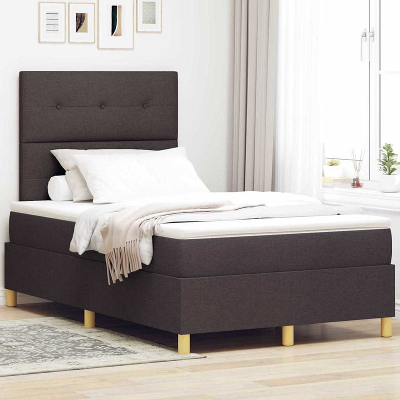 Pat cu arc LED cu headboard Maro închis 120 x 200 cm țesătură