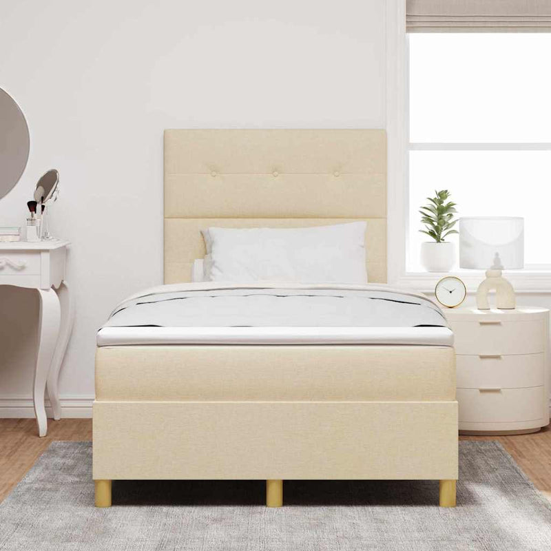 Pat cu arc LED cu headboard Crem 120 x 200 cm țesătură