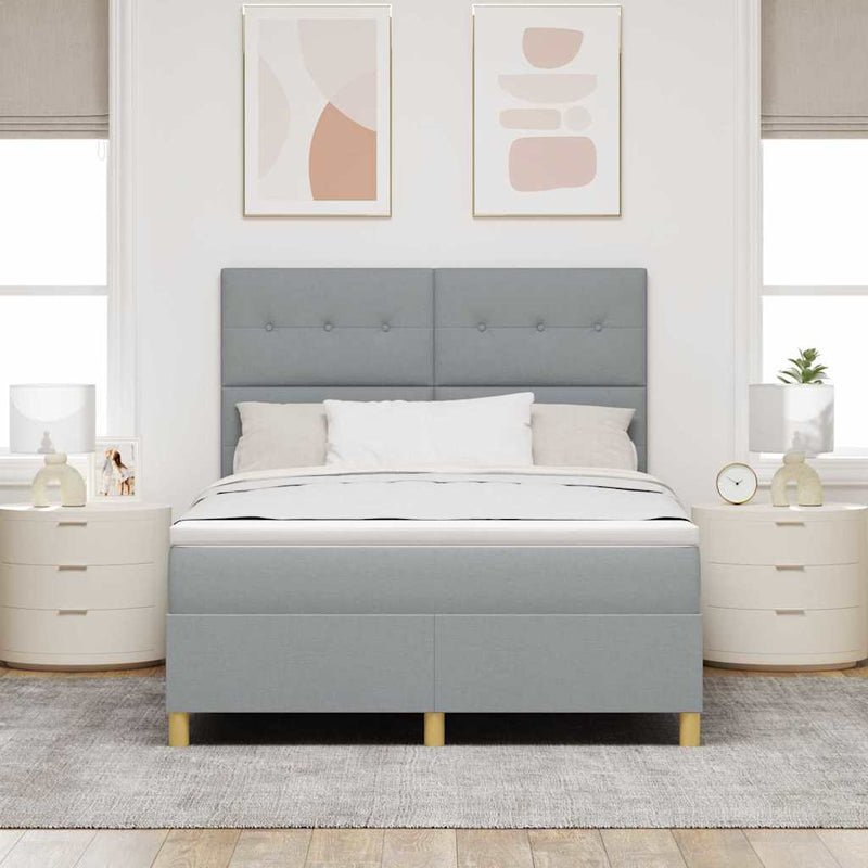 Pat cu arc LED cu headboard Gri deschis 140 x 190 cm țesătură