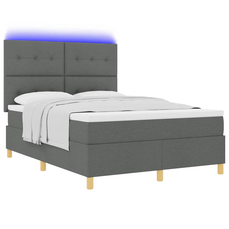 Pat cu arc LED cu headboard Gri închis 160 x 200 cm țesătură