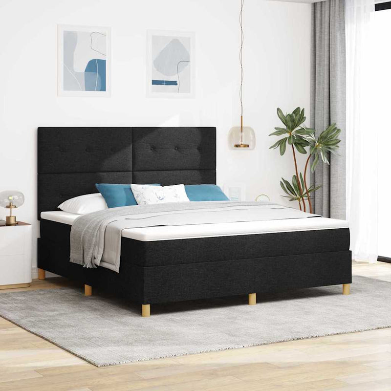 Pat cu arc LED cu headboard Negru 180 x 200 cm țesătură