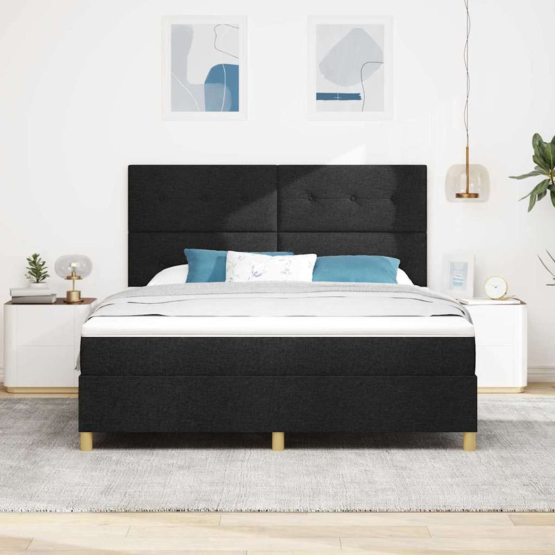 Pat cu arc LED cu headboard Negru 180 x 200 cm țesătură