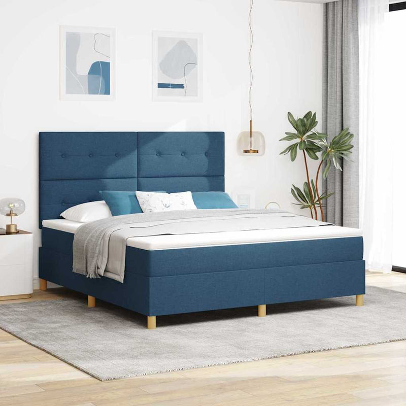 Pat cu arc LED cu headboard albastru 180 x 200 cm țesătură