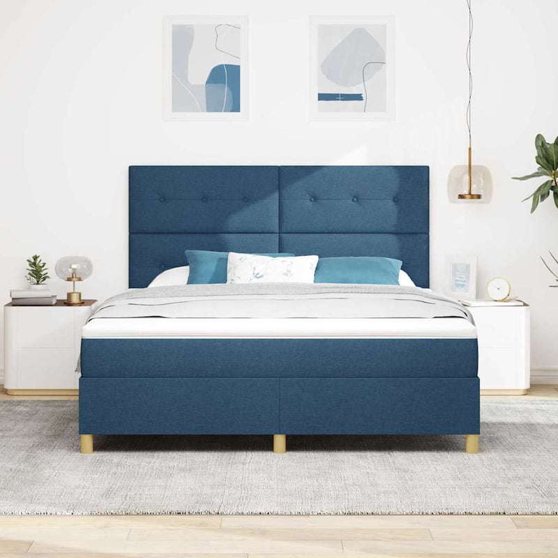 Pat cu arc LED cu headboard albastru 180 x 200 cm țesătură