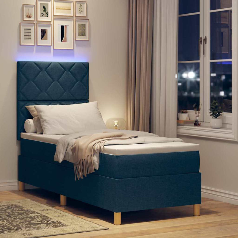 Pat cu arc LED cu headboard albastru 80 x 200 cm țesătură