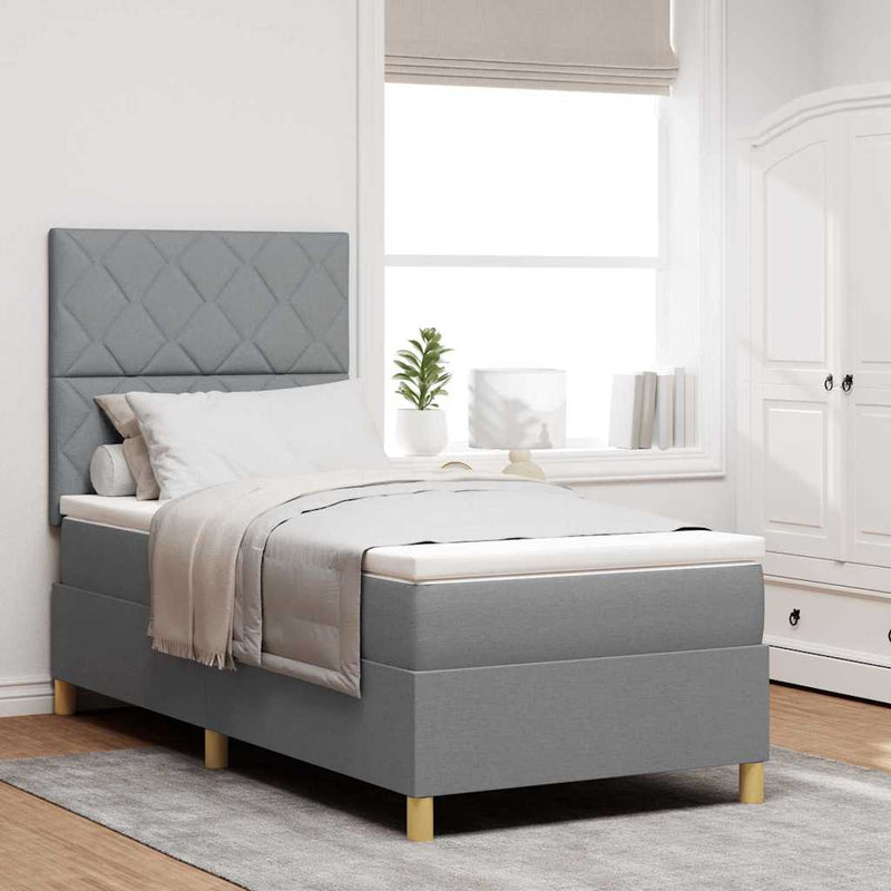 Pat cu arc LED cu headboard Gri deschis 100 x 200 cm țesătură