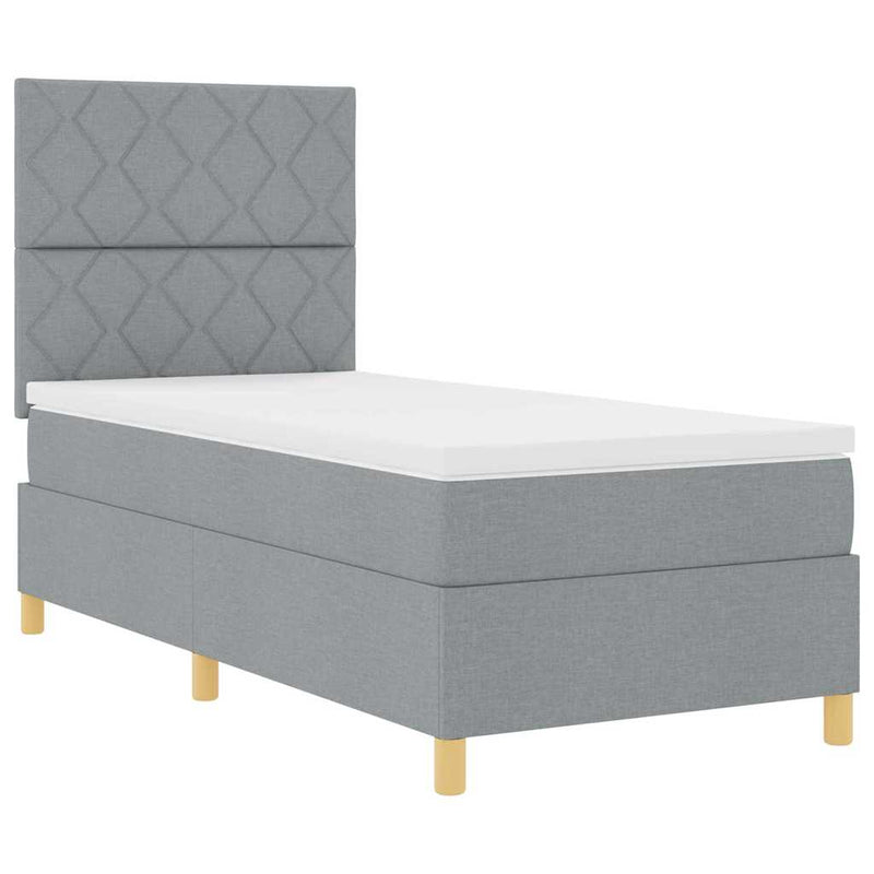Pat cu arc LED cu headboard Gri deschis 100 x 200 cm țesătură