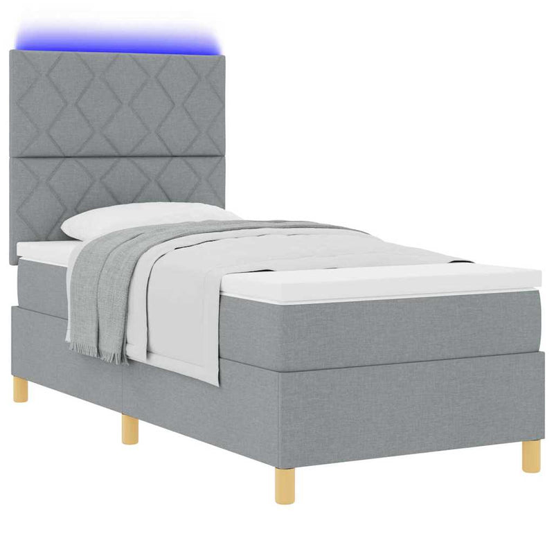 Pat cu arc LED cu headboard Gri deschis 100 x 200 cm țesătură