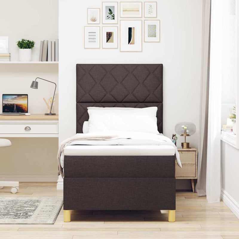Pat cu arc LED cu headboard Maro închis 100 x 200 cm țesătură