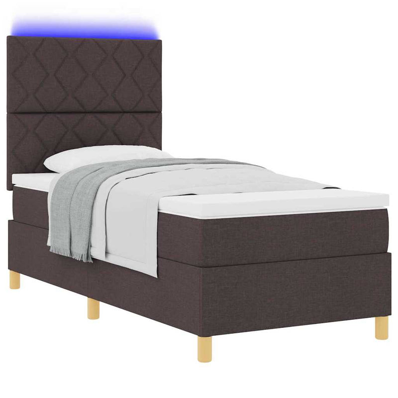 Pat cu arc LED cu headboard Maro închis 100 x 200 cm țesătură