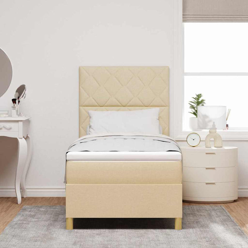 Pat cu arc LED cu headboard Crem 100 x 200 cm țesătură