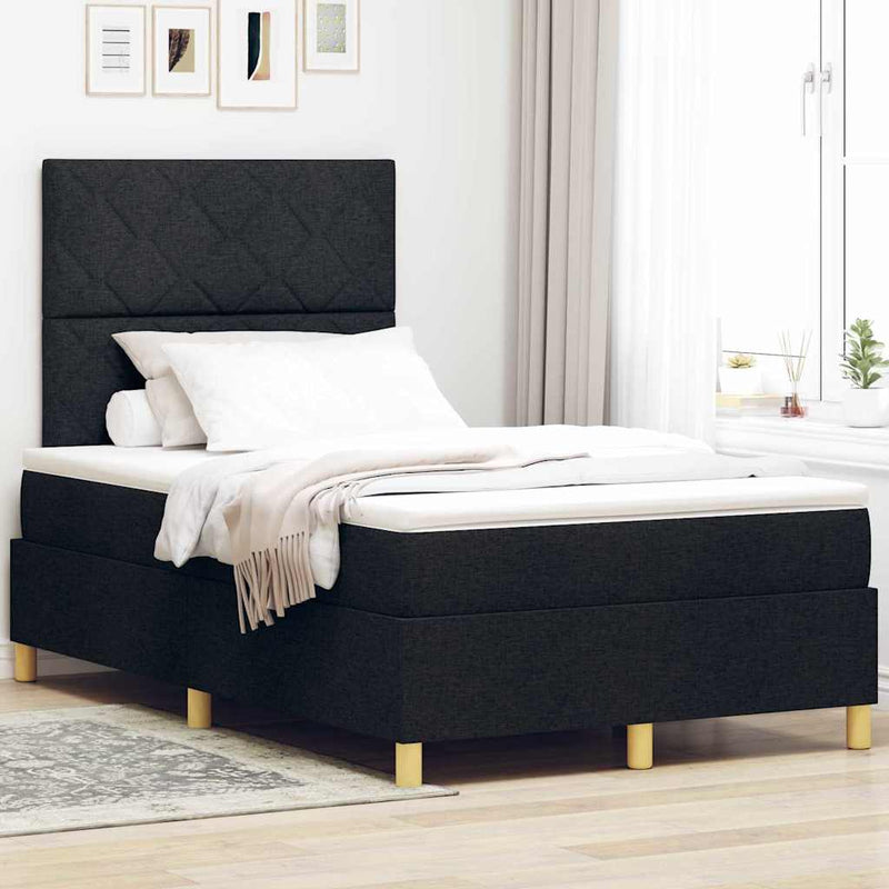 Pat cu arc LED cu headboard Negru 120 x 190 cm țesătură