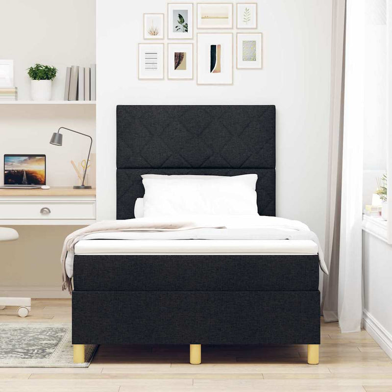 Pat cu arc LED cu headboard Negru 120 x 190 cm țesătură