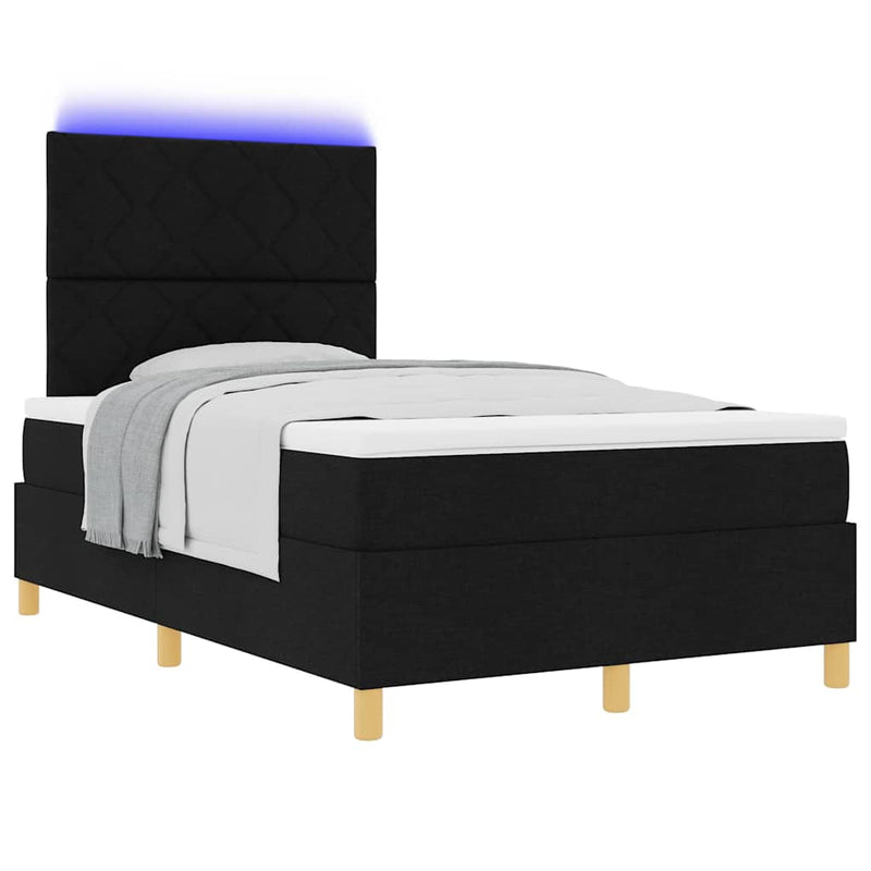 Pat cu arc LED cu headboard Negru 120 x 190 cm țesătură