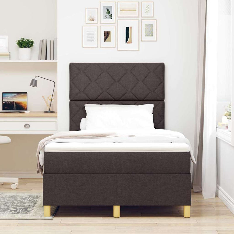 Pat cu arc LED cu headboard Maro închis 120 x 190 cm țesătură