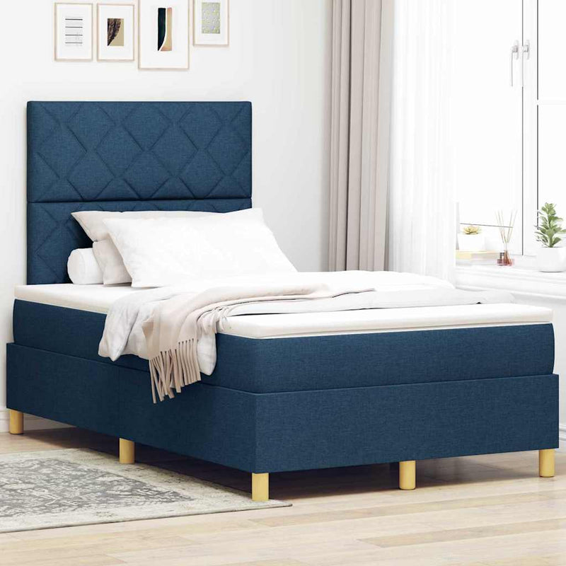 Pat cu arc LED cu headboard albastru 120 x 190 cm țesătură
