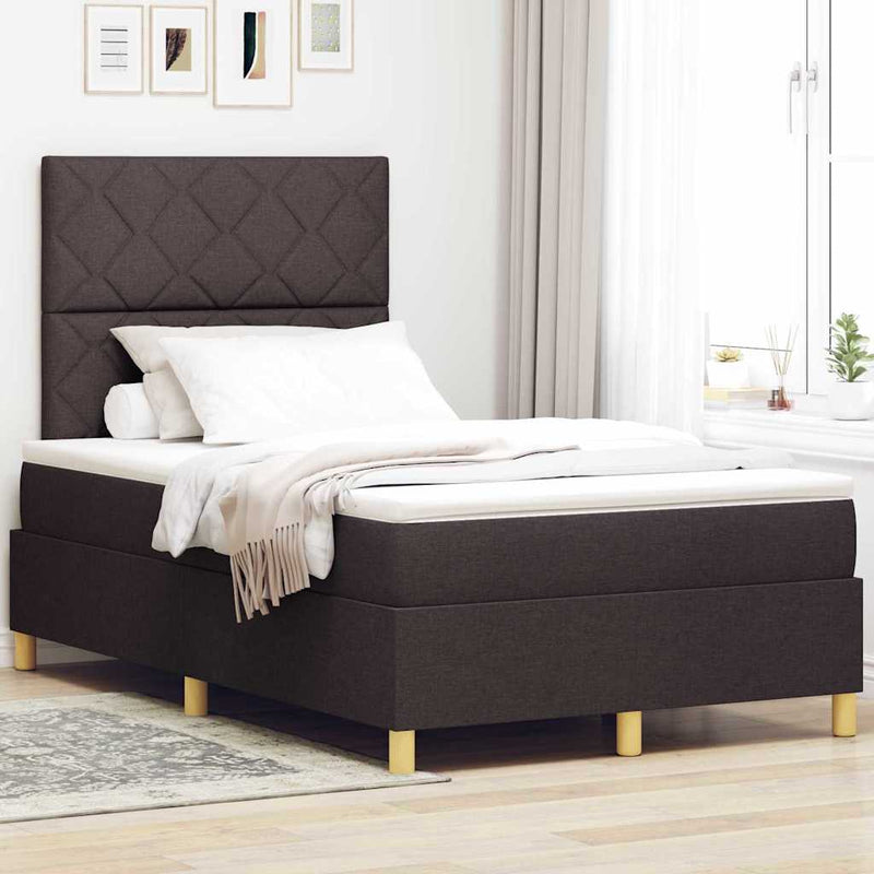 Pat cu arc LED cu headboard Maro închis 120 x 200 cm țesătură