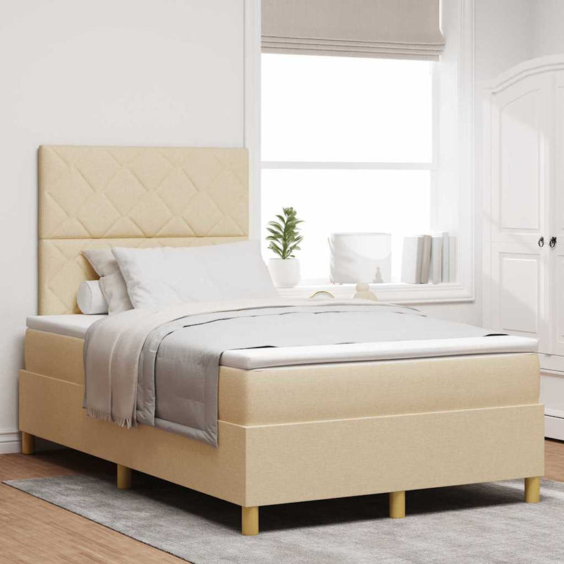 Pat cu arc LED cu headboard Crem 120 x 200 cm țesătură