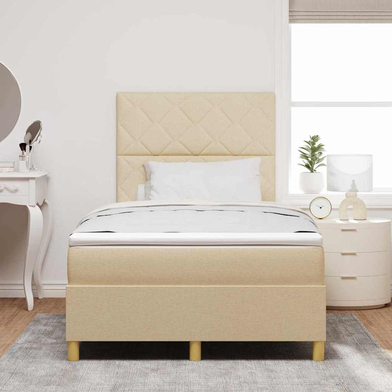 Pat cu arc LED cu headboard Crem 120 x 200 cm țesătură