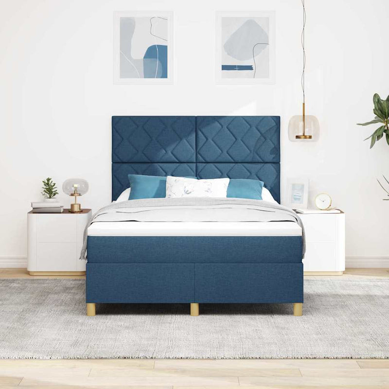Pat cu arc LED cu headboard albastru 160 x 200 cm țesătură