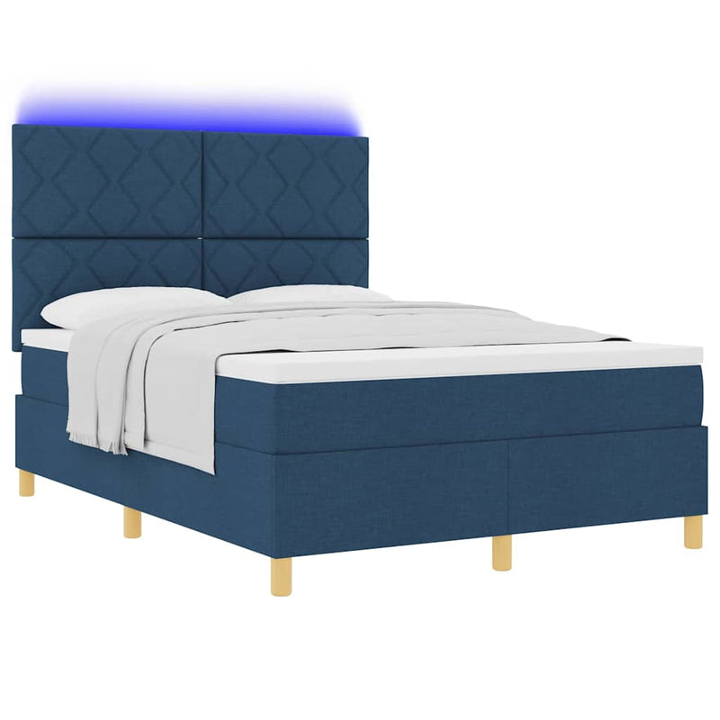 Pat cu arc LED cu headboard albastru 160 x 200 cm țesătură